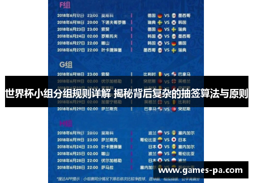 世界杯小组分组规则详解 揭秘背后复杂的抽签算法与原则